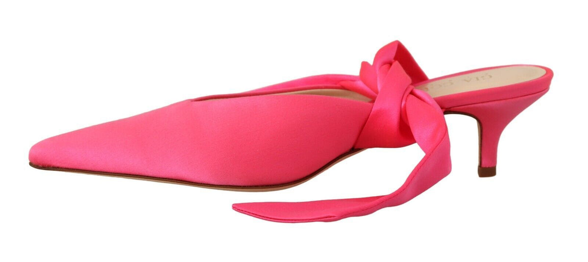 GIA COUTURE Rosa Leder Lace Up Kitten Heels Pumps Schuhe