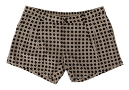 Dolce & Gabbana Schwarz-weiß gepunktete Baumwoll-Leinen-Shorts