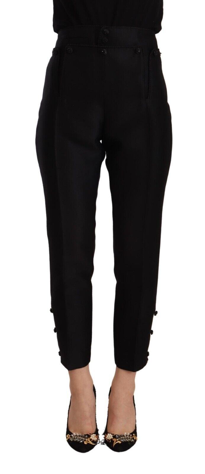 Dsquared² Schwarze Wollhose mit hoher Taille und schmaler Hose