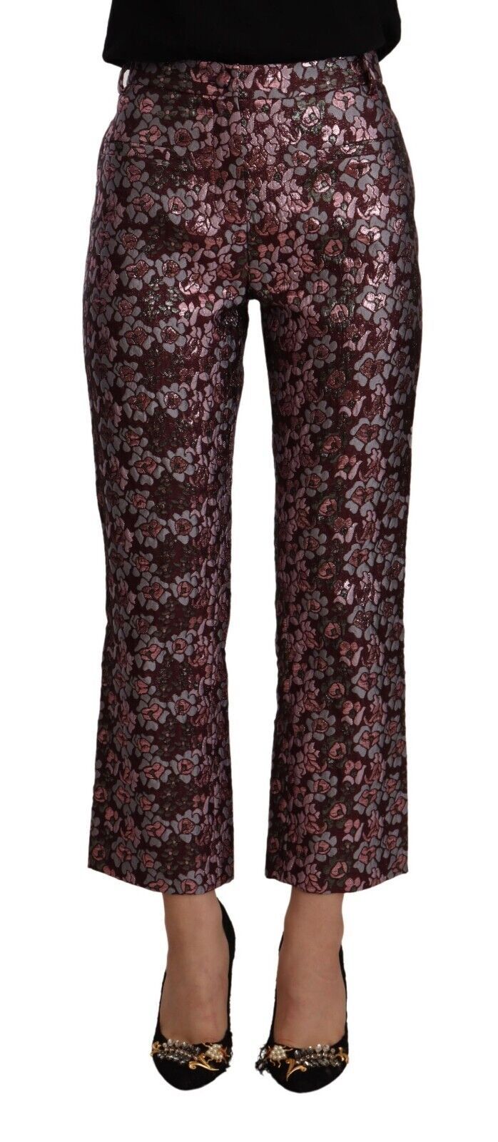 House of Holland Multicolor Floral Jacquard Ausgestellte Hose