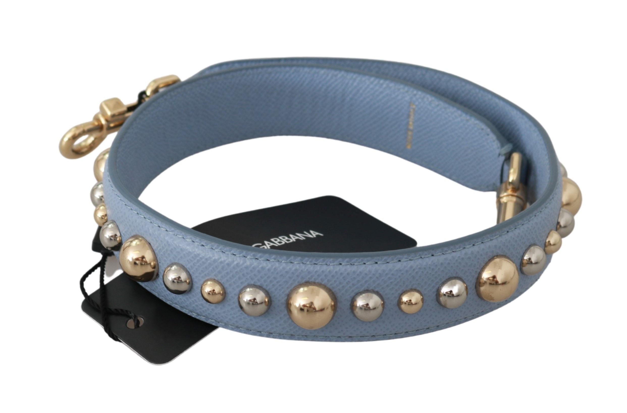 Dolce & Gabbana Blaue Lederhandtasche Accessoire Schulterriemen