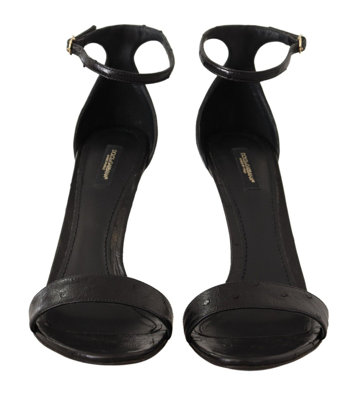 Dolce & Gabbana Schwarz Strauß Knöchelriemen Heels Sandalen Schuhe