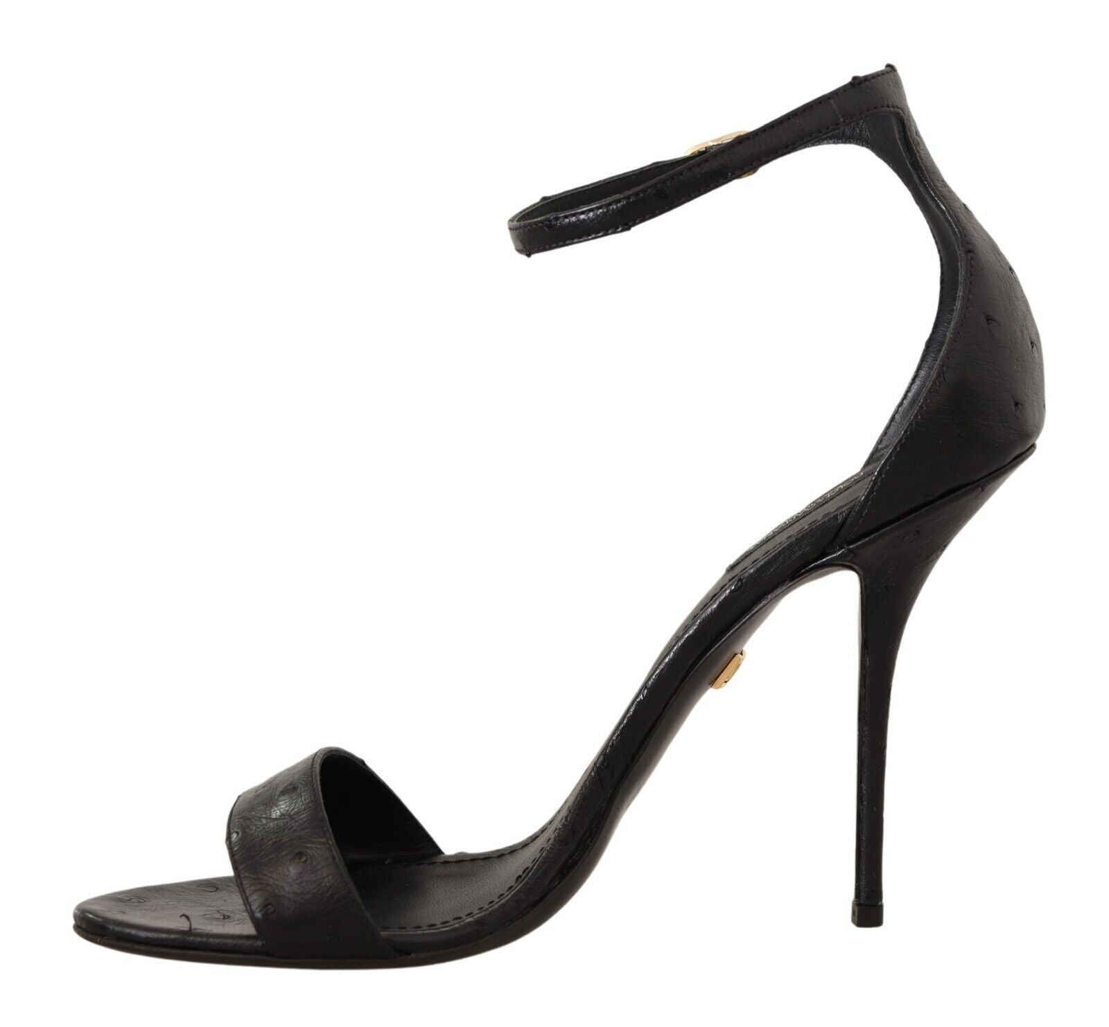 Dolce & Gabbana Schwarz Strauß Knöchelriemen Heels Sandalen Schuhe