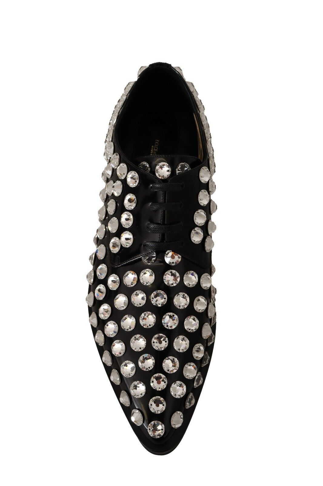 Dolce & Gabbana Schwarz Leder Kristalle Schnürschuhe Formal Schuhe