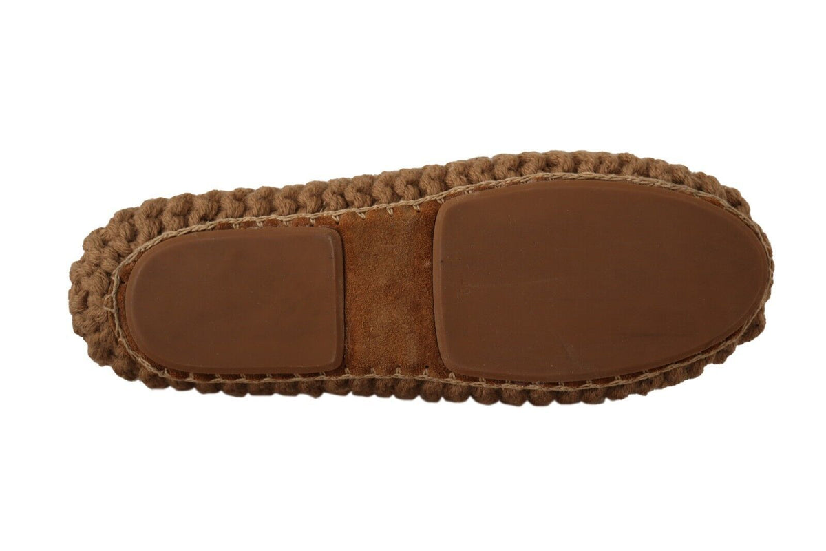 Dolce & Gabbana Braun Slip On Ballerina Flats Wolle stricken Schuhe