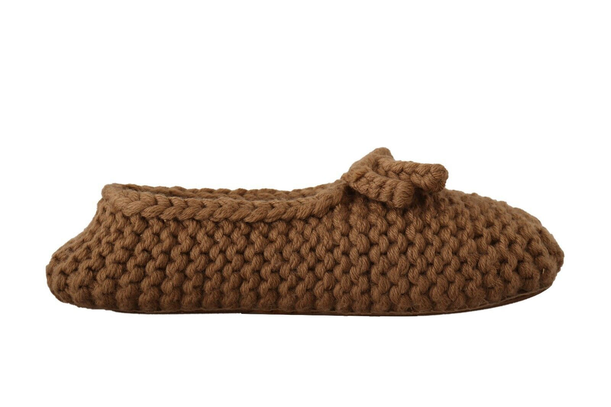 Dolce & Gabbana Braun Slip On Ballerina Flats Wolle stricken Schuhe