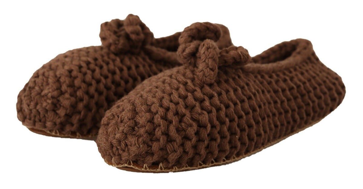 Dolce & Gabbana Braun Slip On Ballerina Flats Wolle stricken Schuhe
