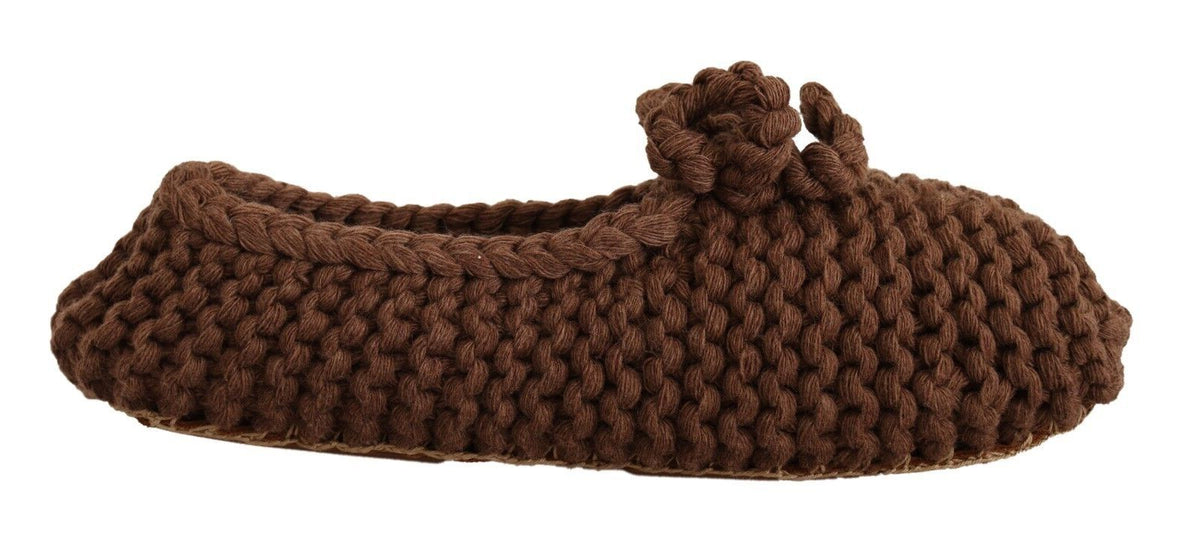 Dolce & Gabbana Braun Slip On Ballerina Flats Wolle stricken Schuhe