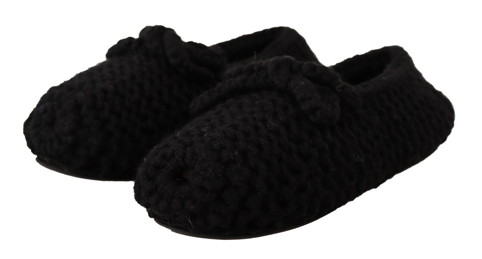 Dolce & Gabbana Schwarz Slip On Ballerina Flats Wolle stricken Schuhe