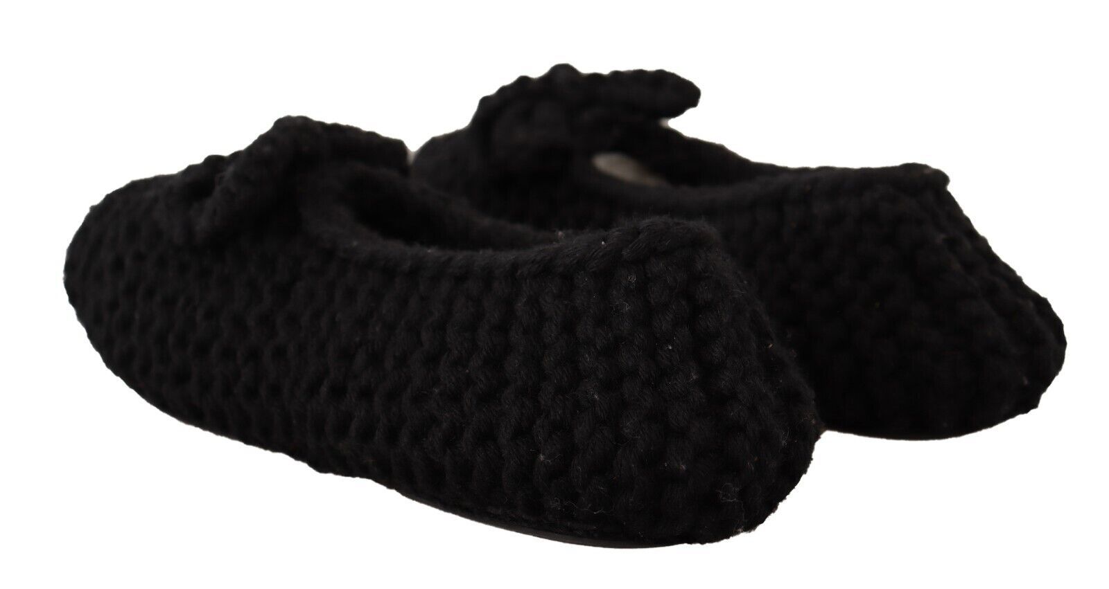 Dolce & Gabbana Schwarz Slip On Ballerina Flats Wolle stricken Schuhe