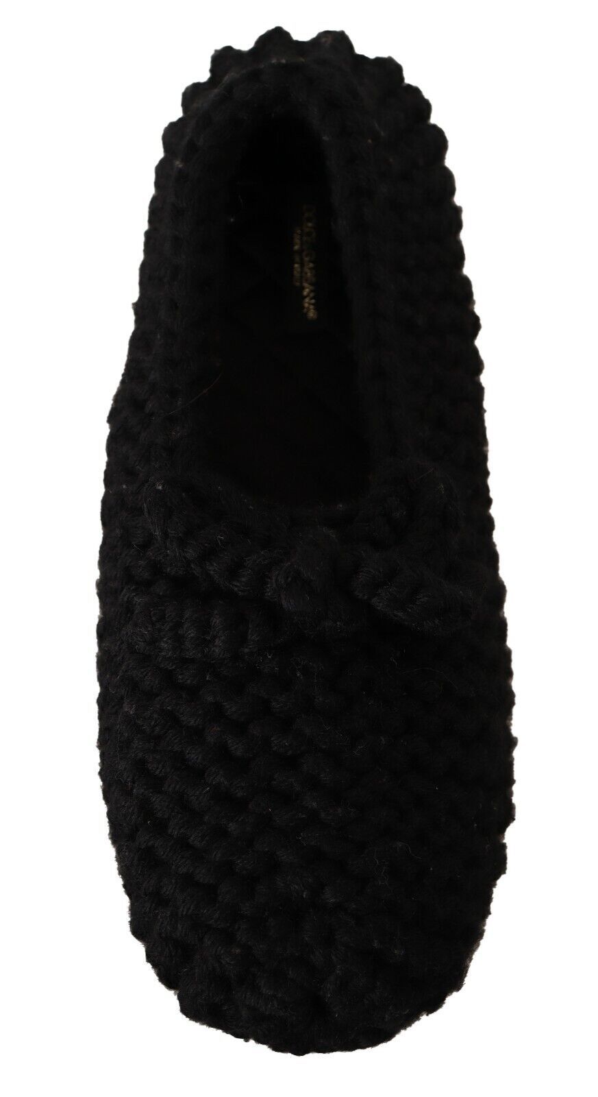 Dolce & Gabbana Schwarz Slip On Ballerina Flats Wolle stricken Schuhe