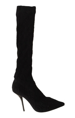 Dolce & Gabbana Schwarze Stretch-Socken Kniestrümpfe Schuhe