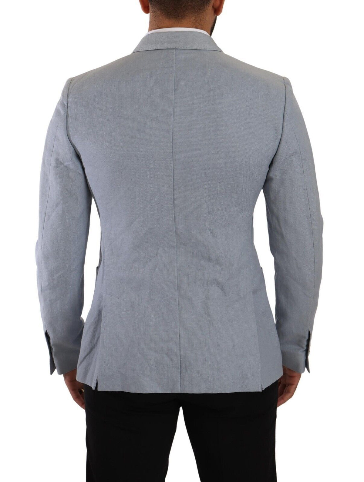 Dolce & Gabbana Blaue Baumwolle Leinen Slim Fit Jacke Mantel Blazer
