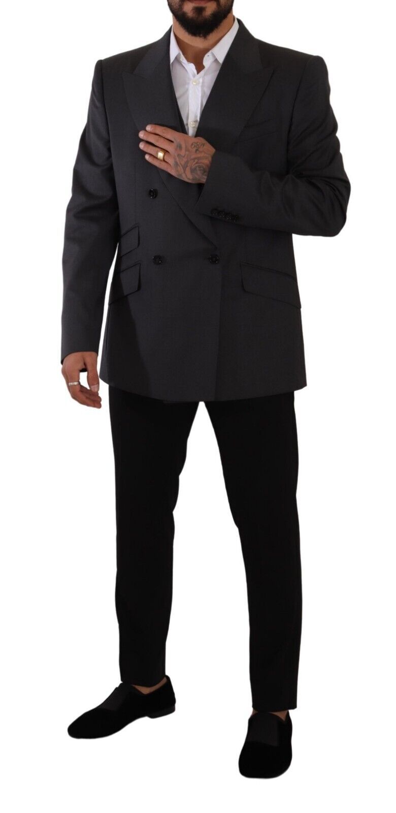 Dolce & Gabbana Grauer zweireihiger SICILIA-Blazer (2 Teile)