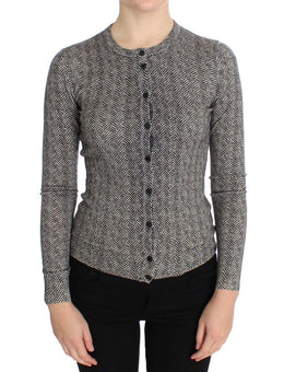Dolce & Gabbana Schwarz-Weißes Wolltop Strickjacke Pullover