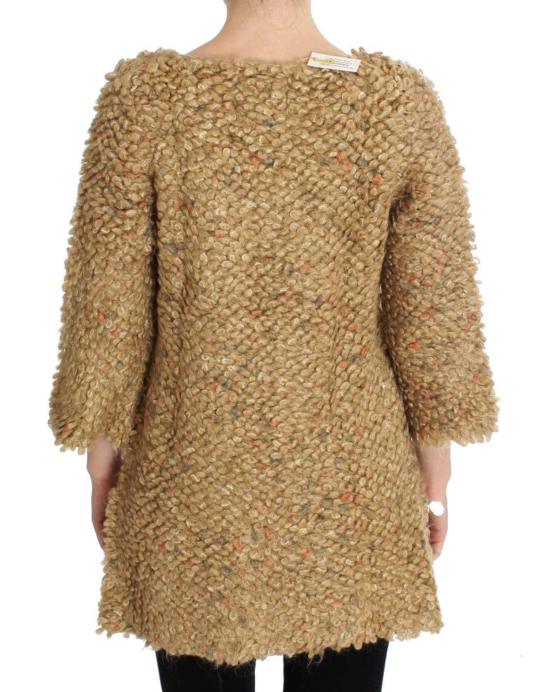 PINK MEMORIES Beigefarbener Pullover mit Cape aus Wollmischung
