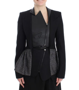 KAALE SUKTAE Schwarzer Kurzer Blazermantel Biker Jacke
