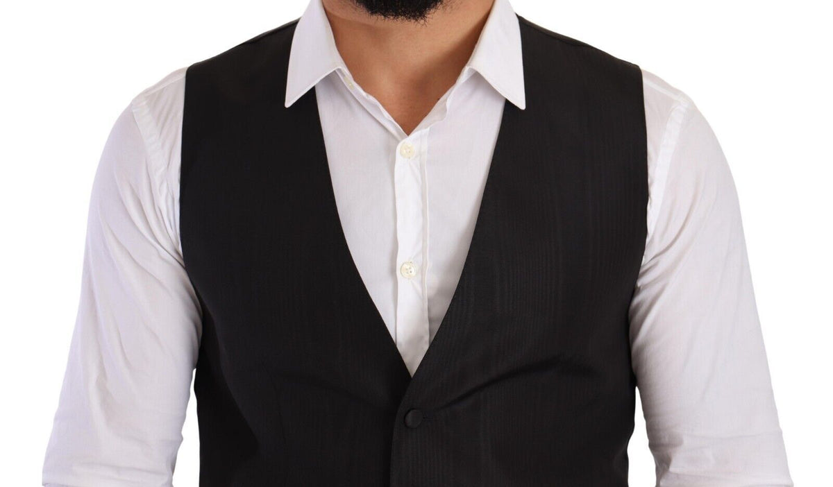 Dolce & Gabbana Graue Seidenweste Slim Fit Weste Formal Vest