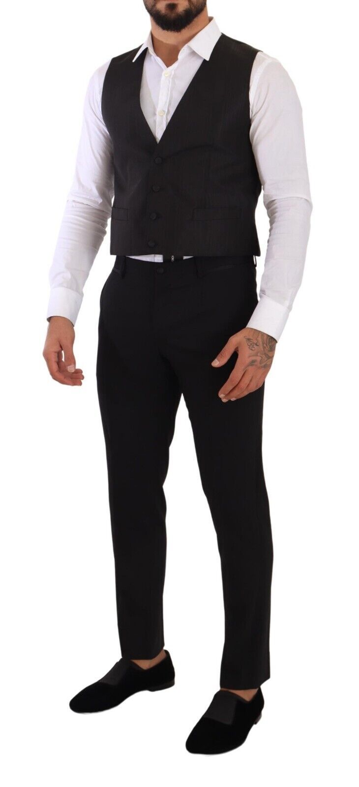 Dolce & Gabbana Graue Seidenweste Slim Fit Weste Formal Vest