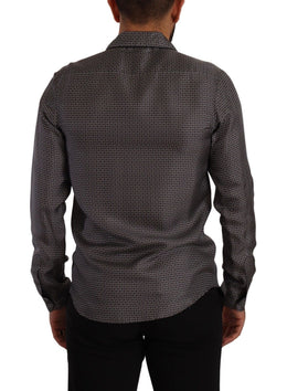 Dolce & Gabbana Graues Fantasy-Muster Pyjama-Oberteil Herren-Shirt