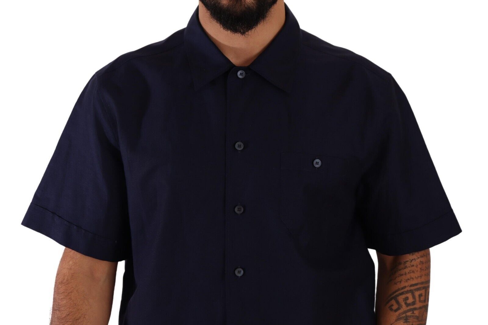 Dolce & Gabbana Marineblaues Hemd mit kurzen Ärmeln und Knopfleiste