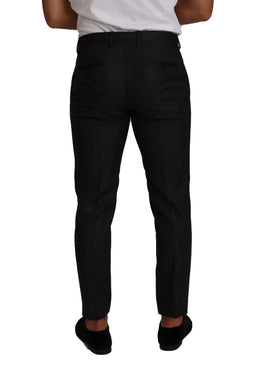 Dolce & Gabbana Graue Karo-Wollhose Formelle Hose Kleid Hose