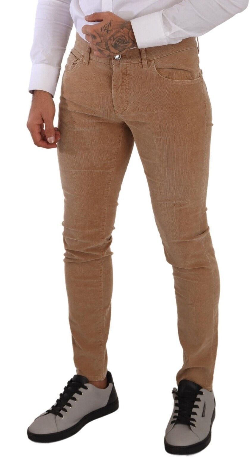 Dolce & Gabbana Brauner Cord Baumwolle Skinny Slim Fit Jeans