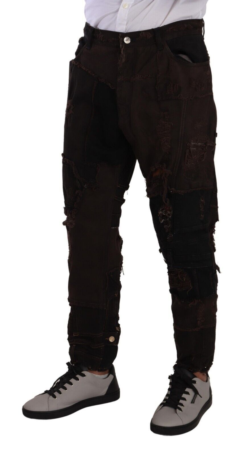 Dolce & Gabbana Braune Baumwoll-Distressed Denim Jeans Regular