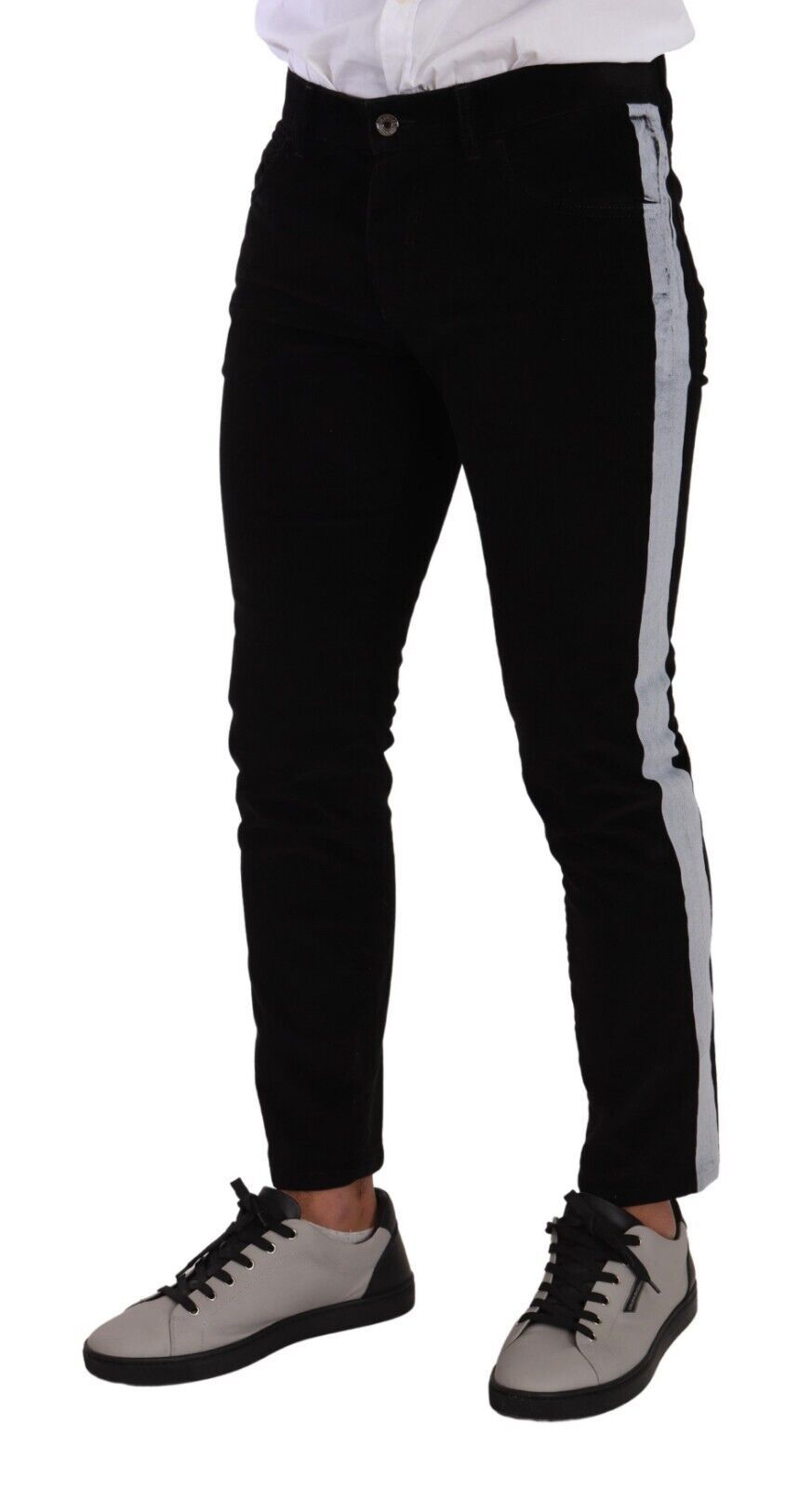 Dolce & Gabbana Schwarze Baumwoll-Stretch-Skinny-Cordjeans