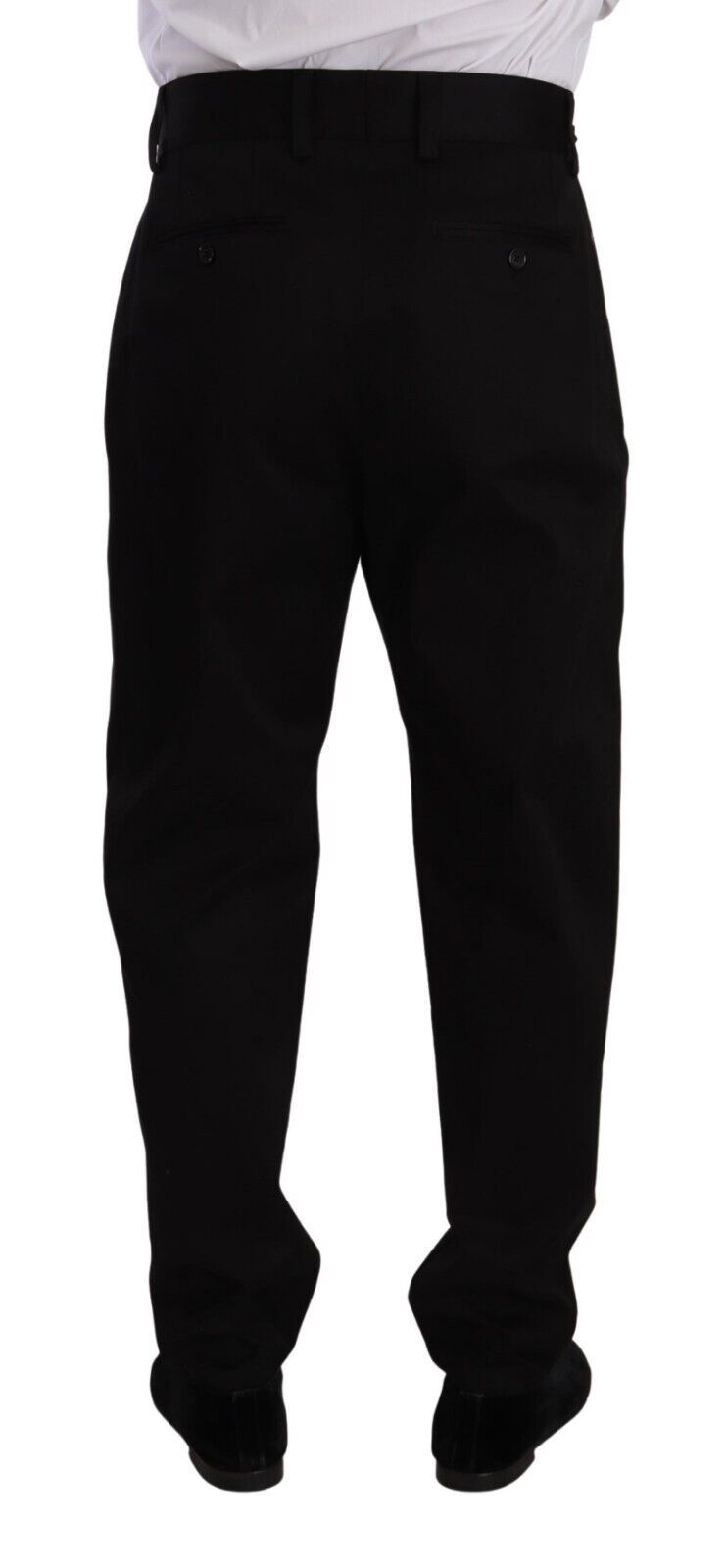 Dolce & Gabbana Schwarze Baumwolle Hohe Taille Männer Hose Kleid Hose