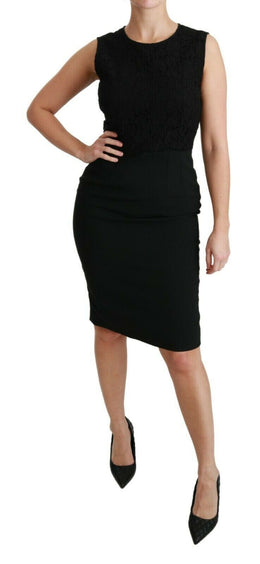 Dolce & Gabbana Schwarzes Spitzenkleid Bodycon Etuikleid