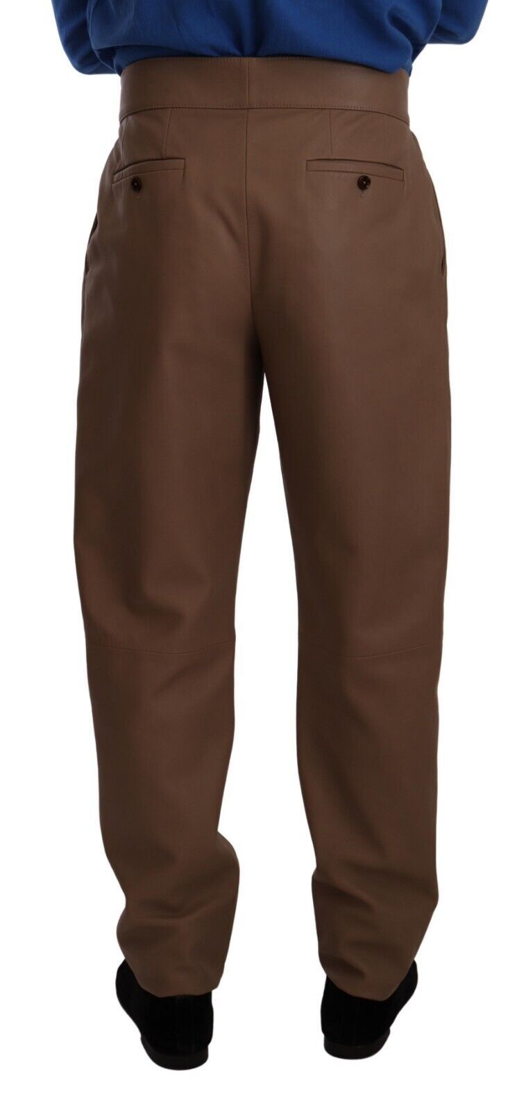 Dolce & Gabbana Braune, taillierte Lederhose mit hoher Taille