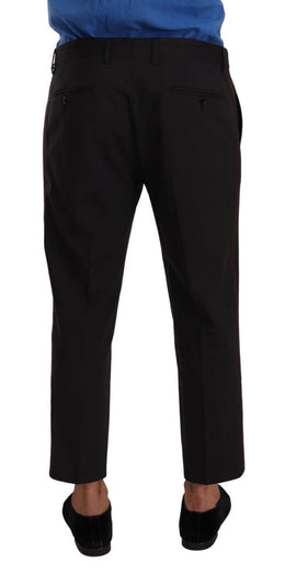 Dolce & Gabbana Graue Bordeauxfarbene Hose aus Wolle Kleiderhosen