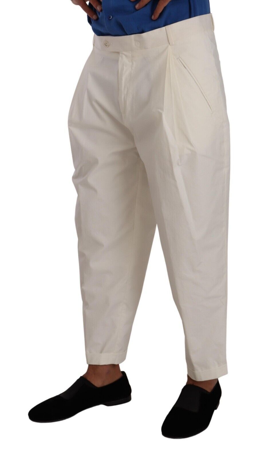 Dolce & Gabbana Weiße Baumwolle konisch zulaufende Herrenhosen Dress Pants