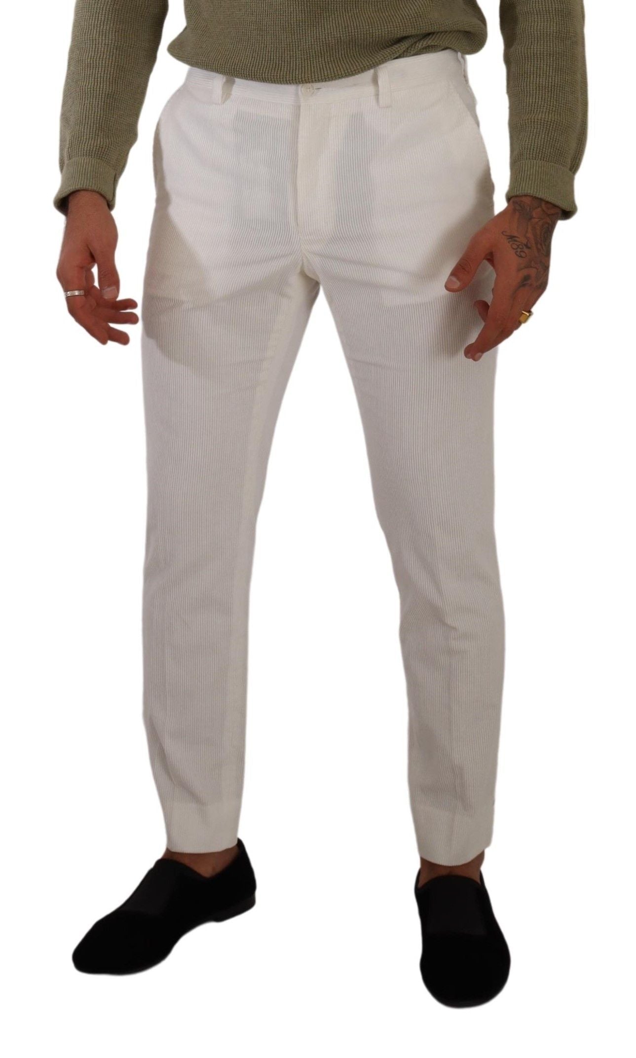 Dolce & Gabbana Weiße Skinny-Cord-Hose aus Baumwolle