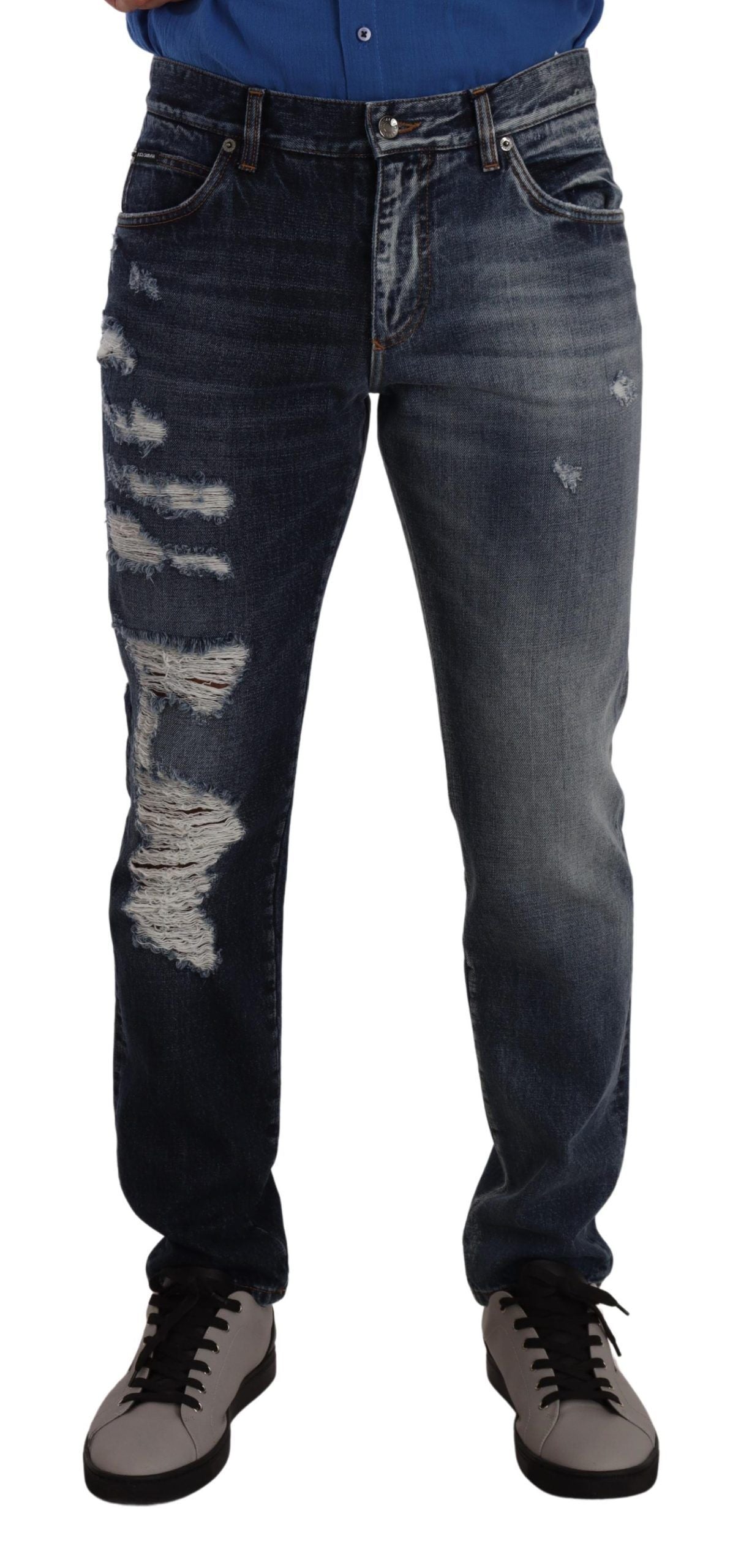 Dolce & Gabbana Blaue Baumwoll-Denim-Hose Regular Jeans