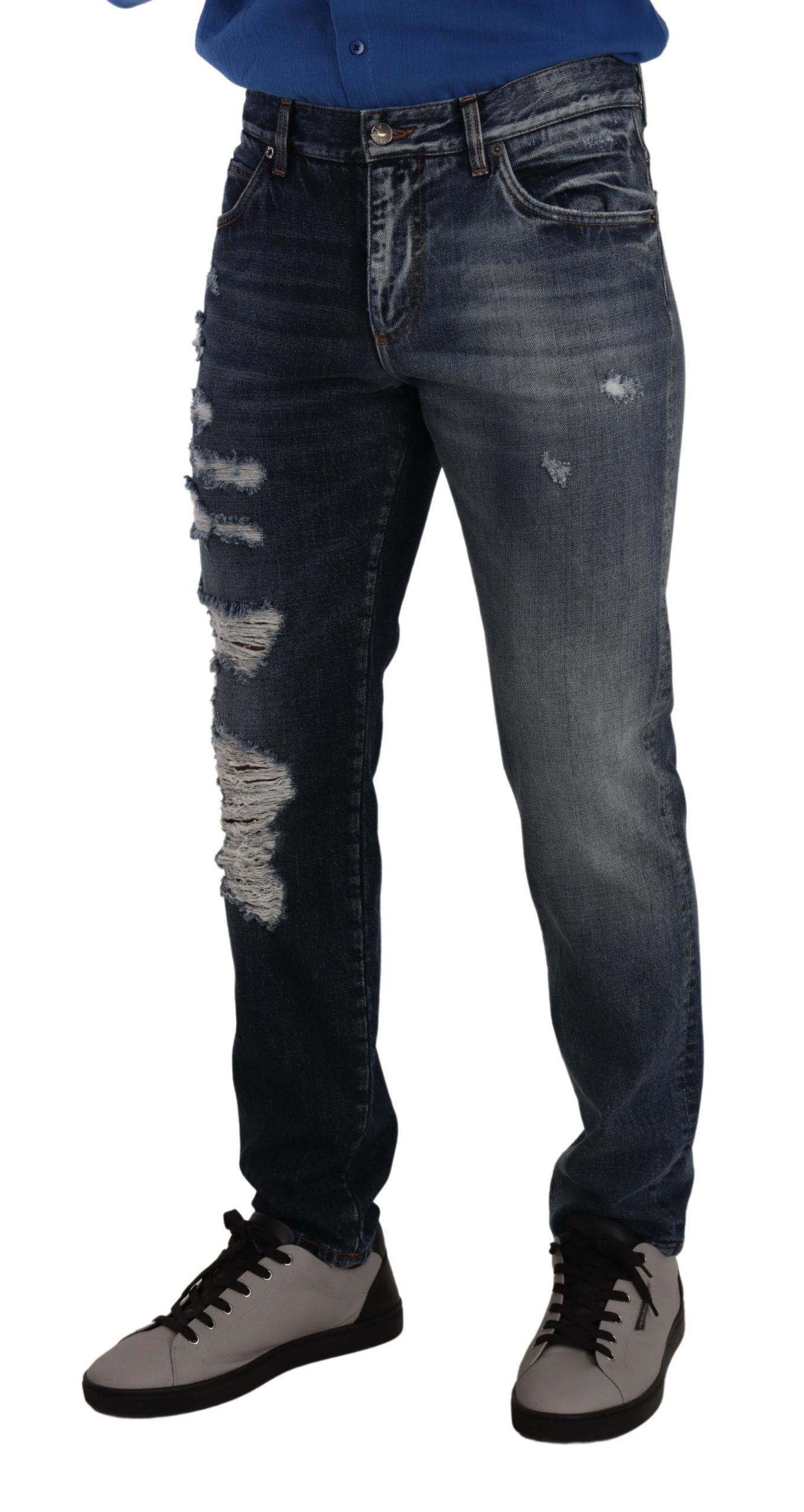 Dolce & Gabbana Blaue Baumwoll-Denim-Hose Regular Jeans