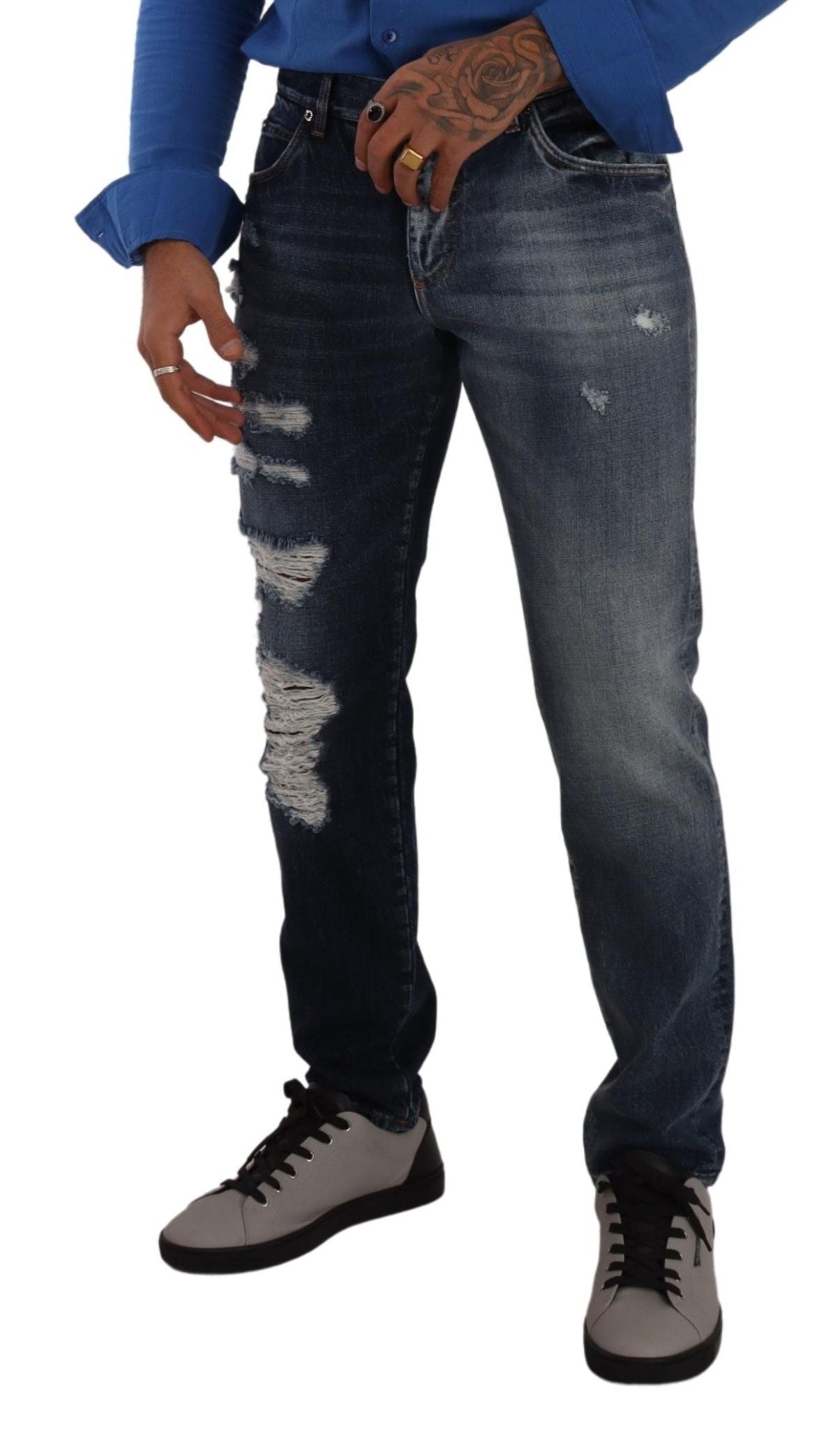 Dolce & Gabbana Blaue Baumwoll-Denim-Hose Regular Jeans