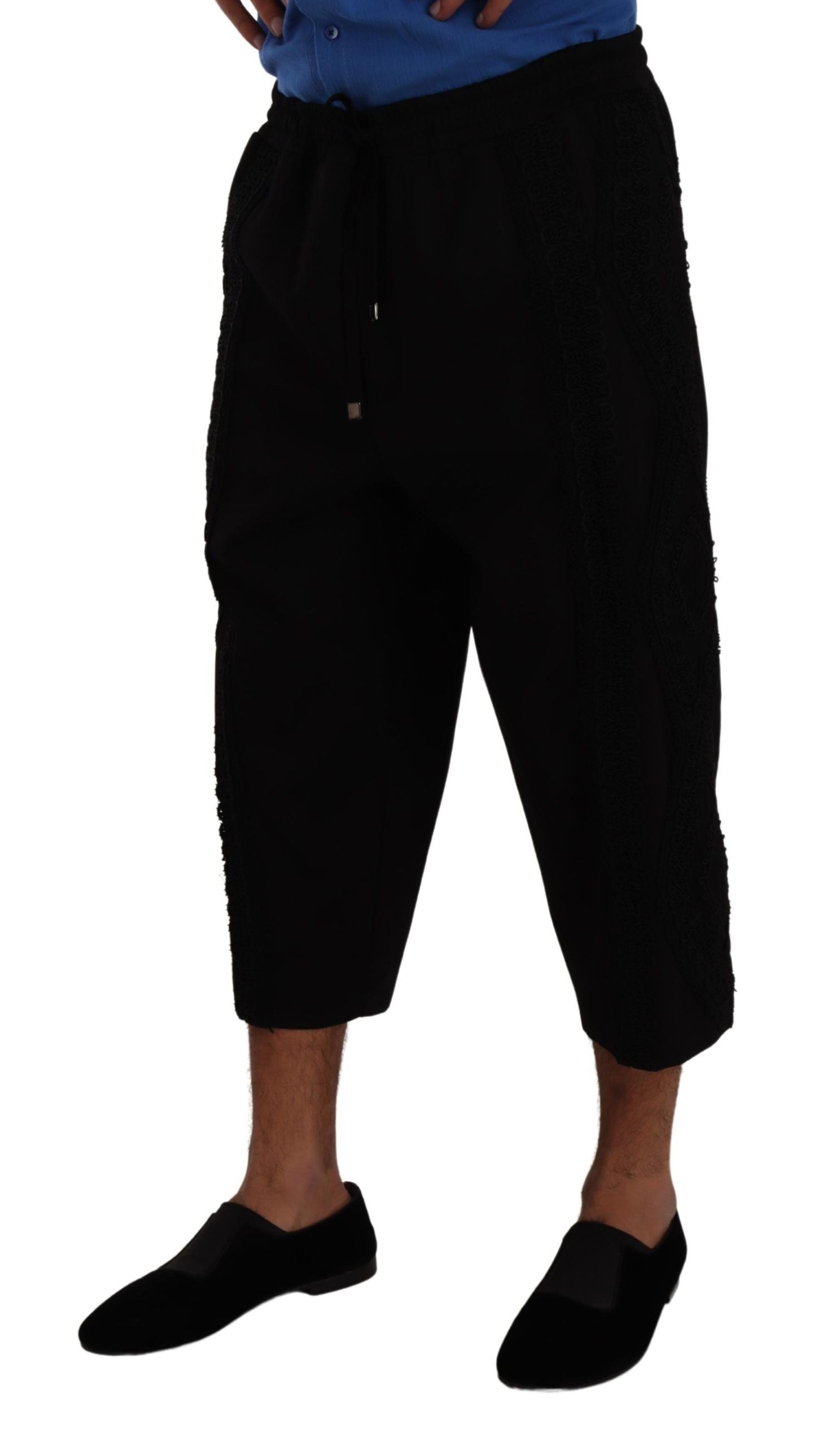 Dolce & Gabbana Schwarz Baumwolle Torero Sweatpants Shorts Hosen