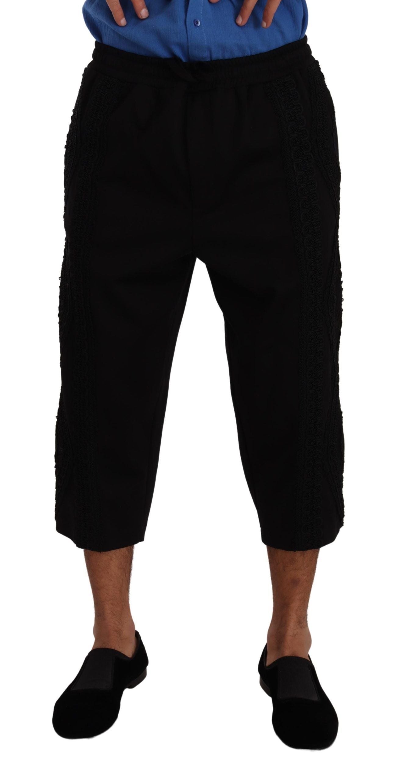 Dolce & Gabbana Schwarze Torero-Hose aus Baumwolle mit kurzen Hosenbeinen