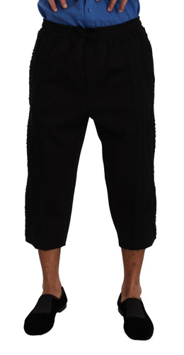 Dolce & Gabbana Schwarze Torero-Hose aus Baumwolle mit kurzen Hosenbeinen