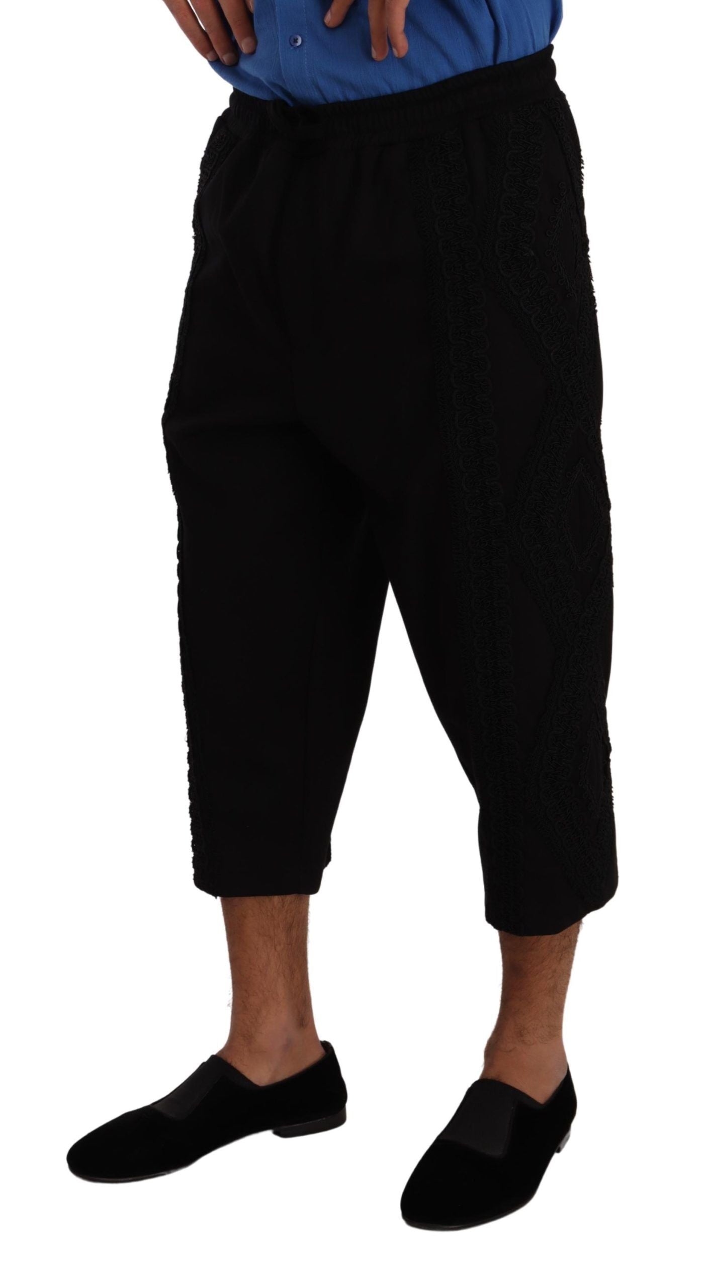 Dolce & Gabbana Schwarze Torero-Hose aus Baumwolle mit kurzen Hosenbeinen
