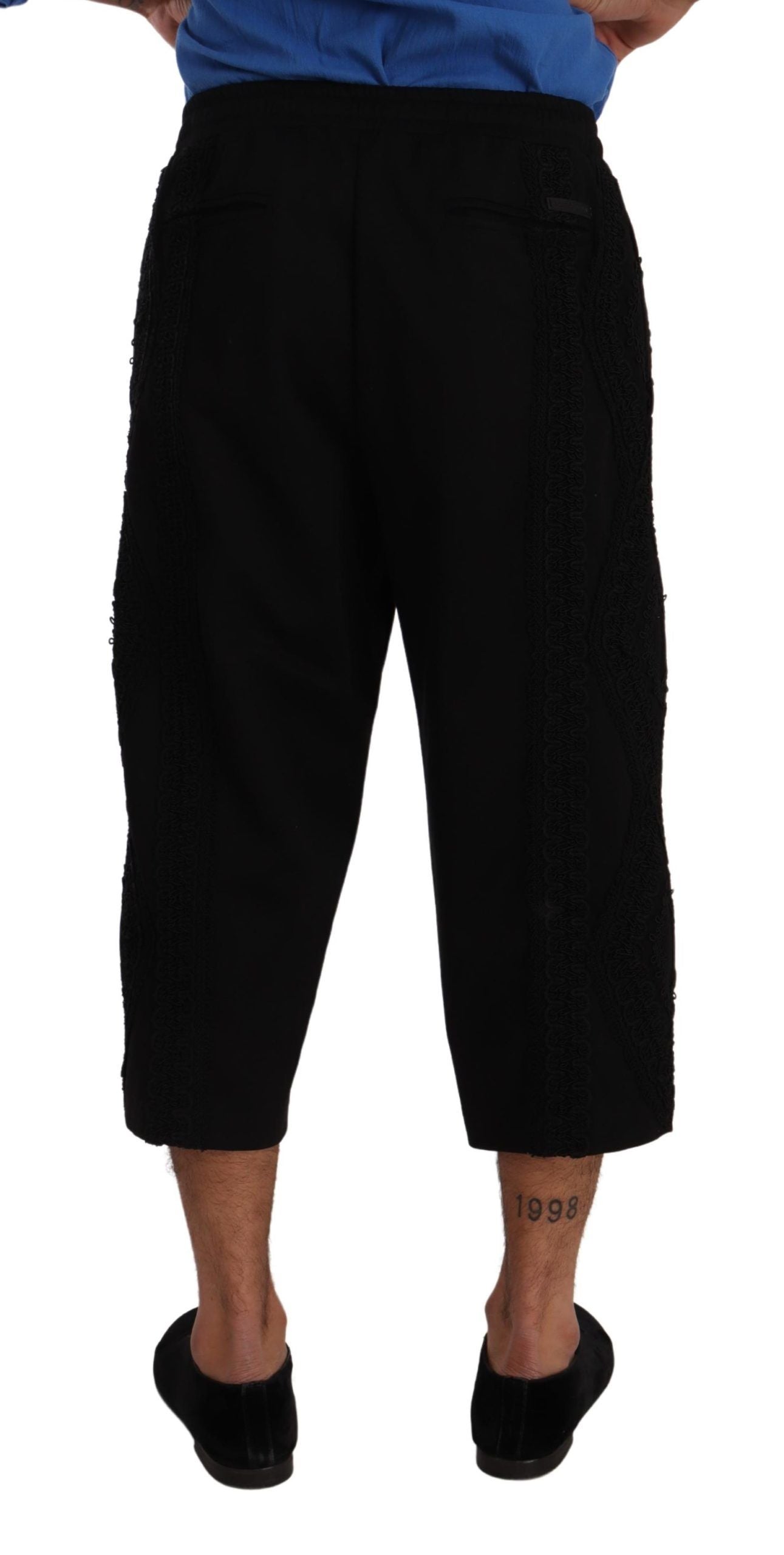 Dolce & Gabbana Schwarze Torero-Hose aus Baumwolle mit kurzen Hosenbeinen