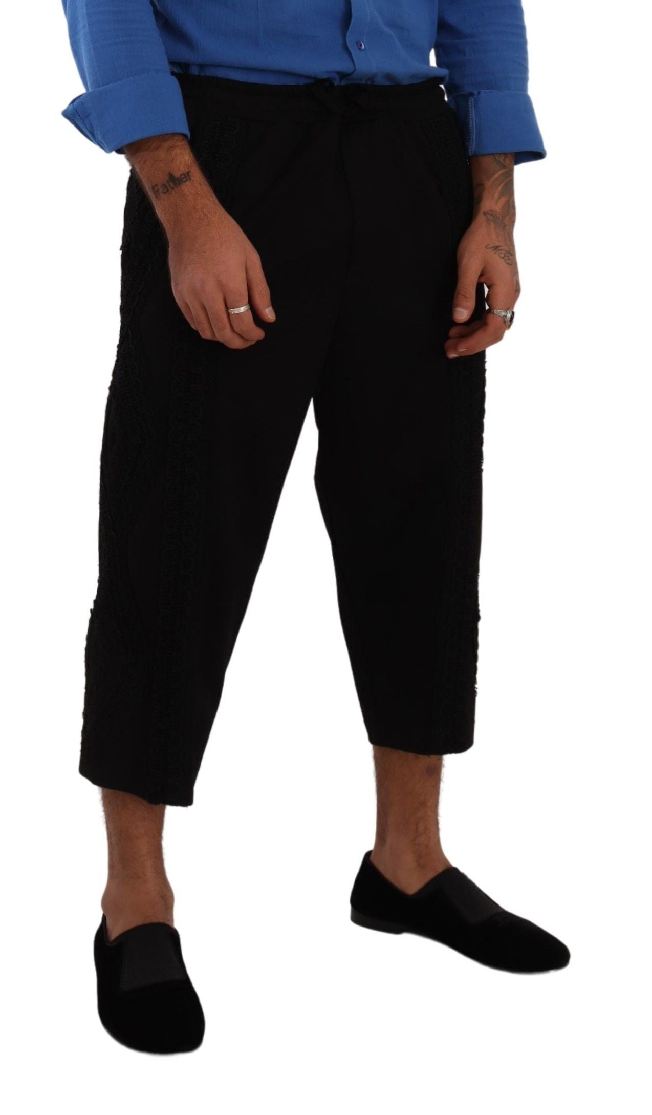 Dolce & Gabbana Schwarze Torero-Hose aus Baumwolle mit kurzen Hosenbeinen