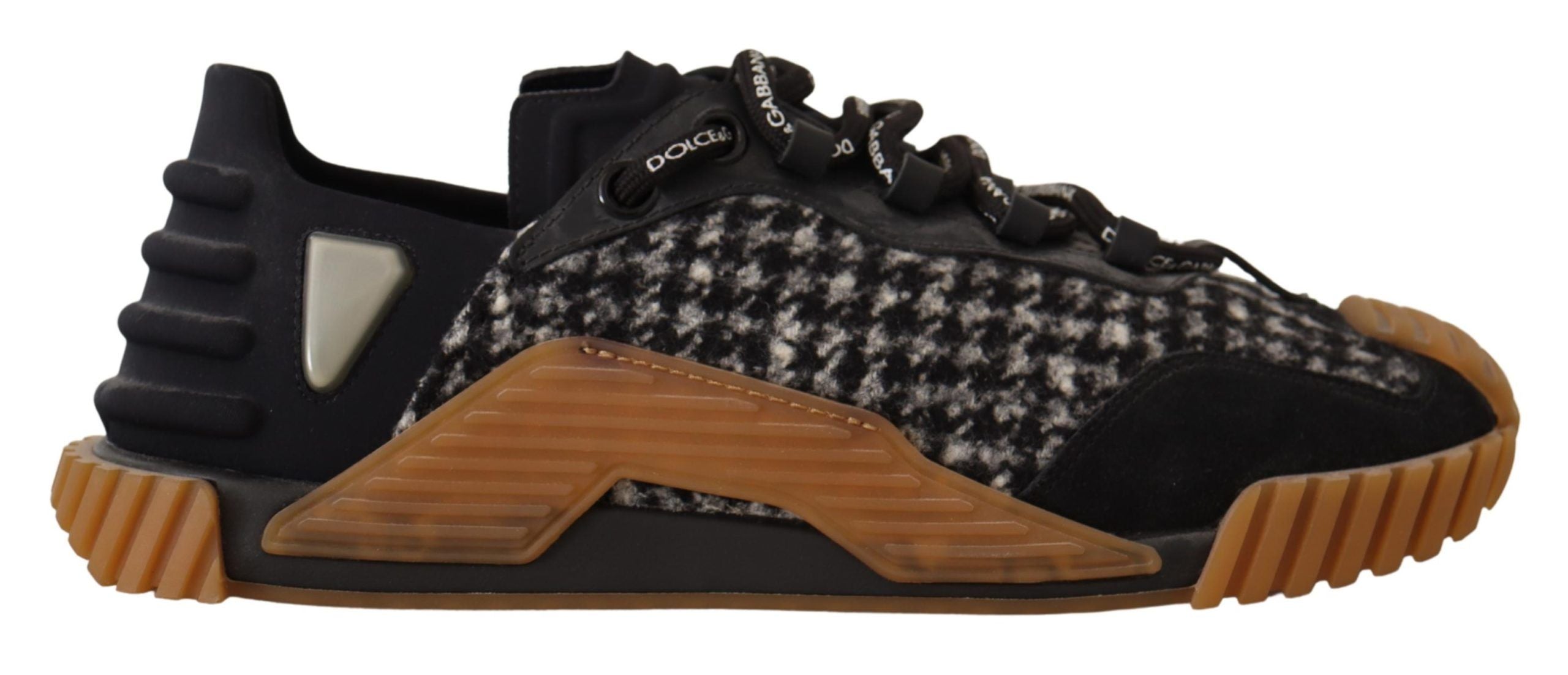Dolce & Gabbana Schwarz Weiß Stoff Lace Up NS1 Turnschuhe