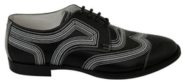 Dolce & Gabbana Schwarze Leder Derby Formal Weiße Spitzenschuhe