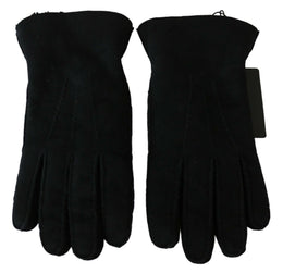 Dolce & Gabbana Schwarzes Leder Motorrad Biker Fäustlinge Handschuhe