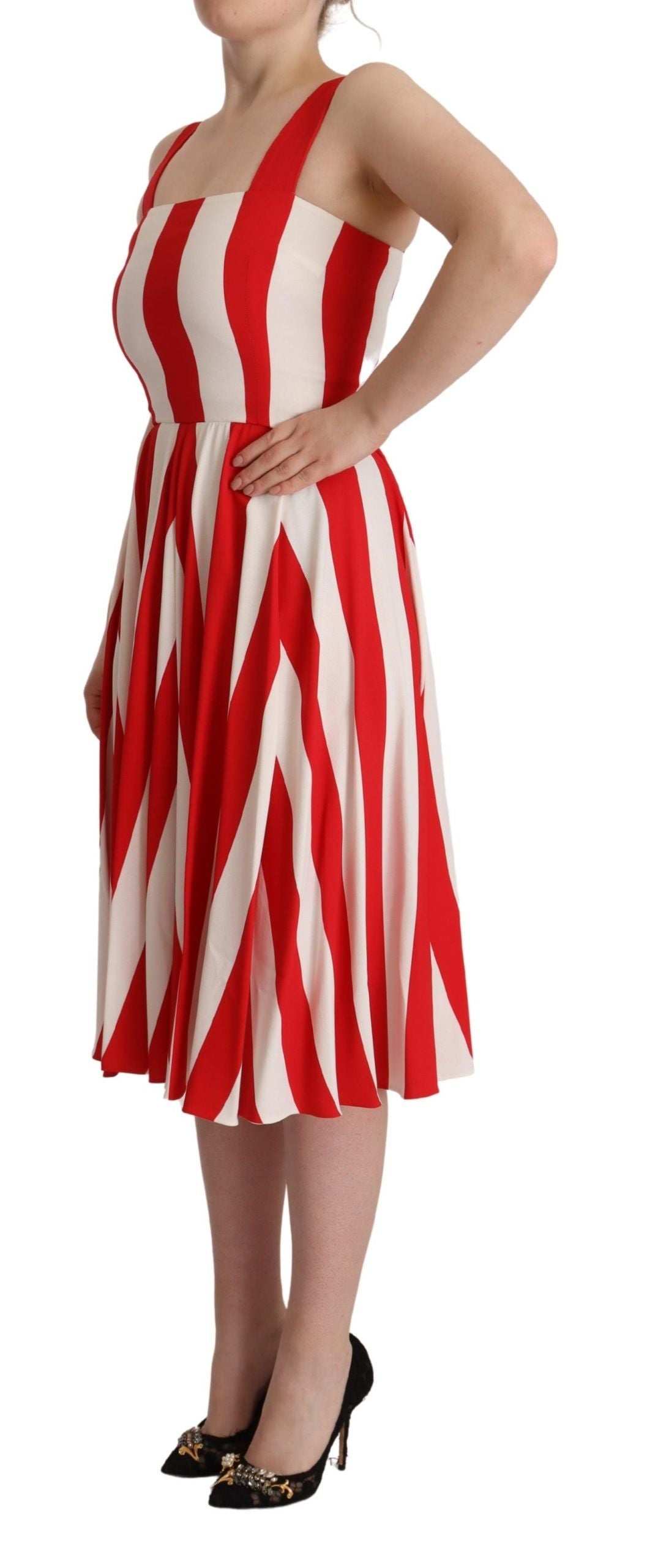 Dolce & Gabbana Weißes Rotes Stretch-Shift-Kleid in A-Linie
