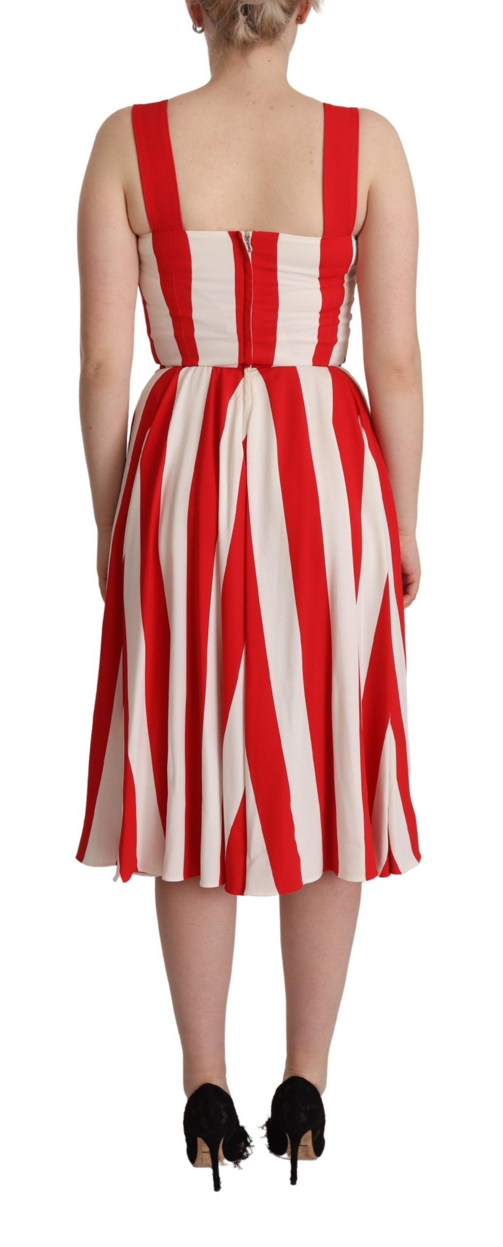 Dolce & Gabbana Weißes Rotes Stretch-Shift-Kleid in A-Linie