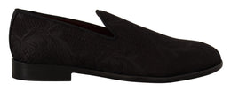 Dolce & Gabbana Schwarz Floral Brokat Hausschuhe Loafers Schuhe